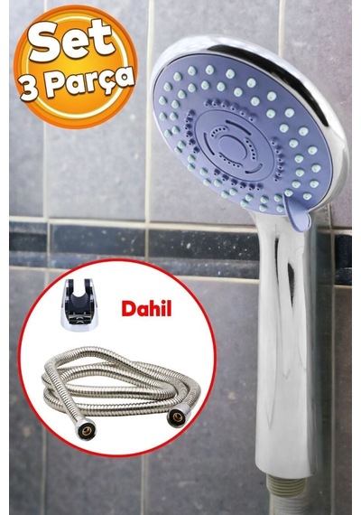 Duş Başlığı Tek Fonksiyonlu 3'lü Set Metalik Krom Kaplama Diğer