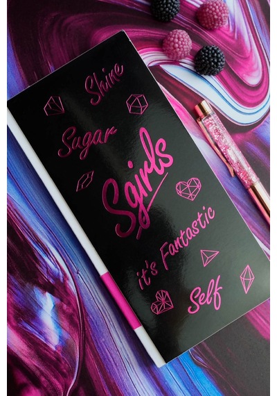 Sgirls- Sert Kapak Planlayıcı Defter 8,5x18,5 Cm , 100 Gr. 80 Yaprak Ivory. Siyah