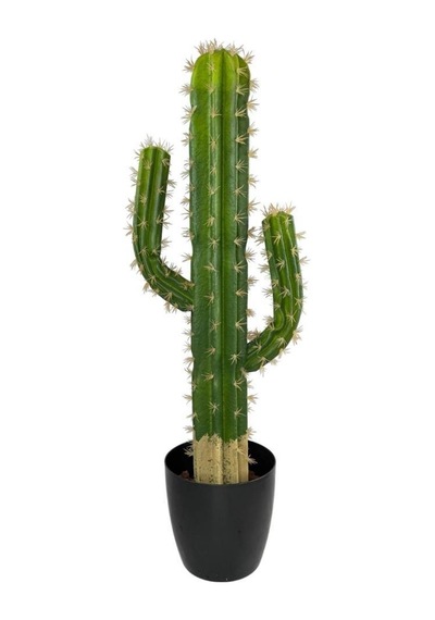 Yapay Çiçek Kaktüs Siyah Saksıda 3kollu 87 30cm Cactüs Yeşil