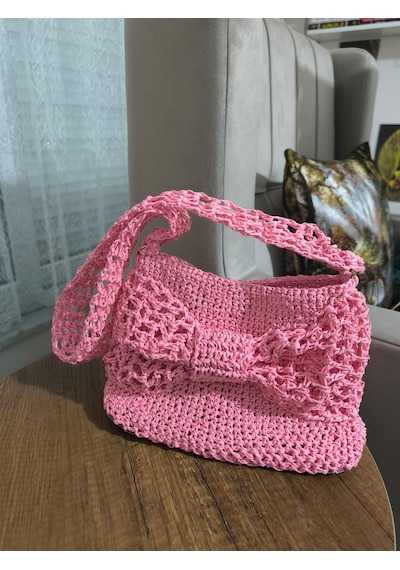 Pembe Kağıt İp Özel Tasarım Çanta