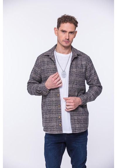 Oversize Oduncu Yumuşak Dokulu %100 Cotton Hediye Kutulu Erkek Gömlek Fs-002168 - Pudra-1744