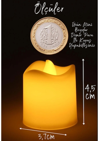 4 Adet Mat Beyaz Mini Led Mum Seti Pilli Dumansız Alevli Ledli Dekoratif Yapay Mum Dekor Işığı Beyaz