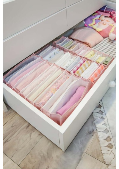 Baby Akordiyon Organizer Çekmece Düzenleyici Small, Pembe Desenli