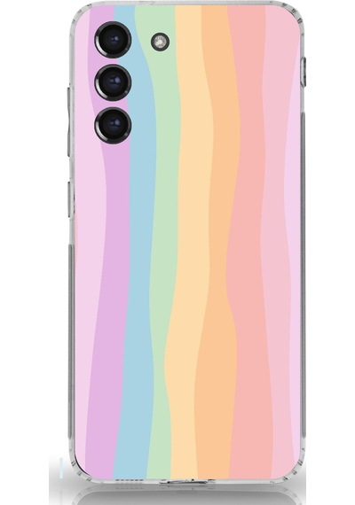 Samsung Galaxy S21 Fe Uyumlu Gökkuşağı Rengarenk Baskılı Silikon Kılıf Renkli