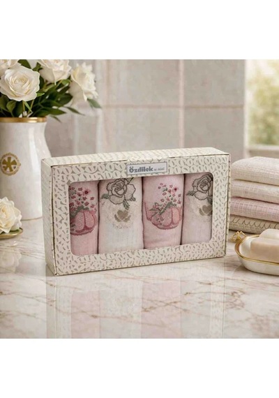 Özdilek 4 Lü Mutfak Havlusu 30x60 Cm %100 Pamuk Nakışlı Set Yumuşak Emici Şık Tasarım 4 Renk