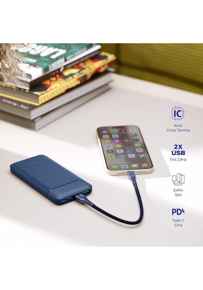 Polosmart Pbs131 10000 Mah Powerbank Type-c Girişli Çift Usb 10w Lacivert