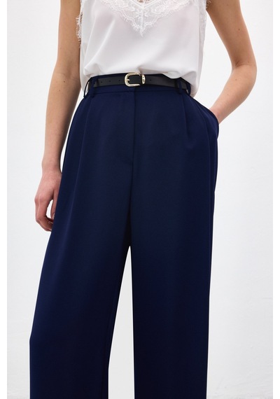 Sateen Luna Krep Pantolon - Lacivert-136968 Lacivert