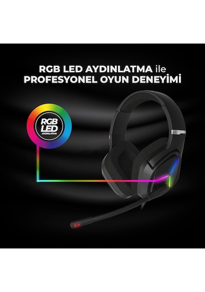 Lecoo HT406 3.5mm Jack + USB Kablolu RGB Kulak Üstü Gaming Kulaklık
