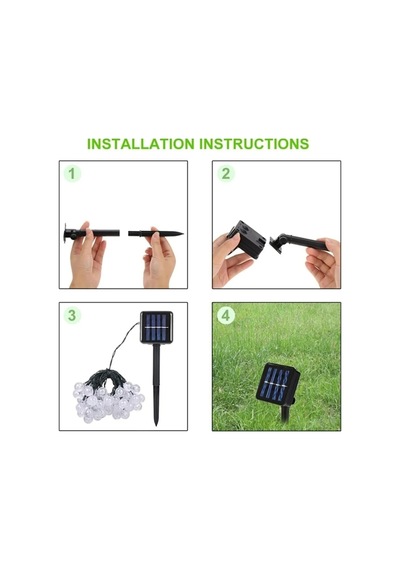 Güneş Enerjili 7metre 8fonksiyon Solar Led Yılbaşı Parti Aydınlatma Su Geçirmez Panel Sarı