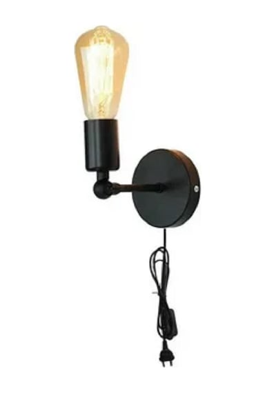 Riolight Modern,retro,rustik,vinatage Siyah 1xe27 Duylu Fişli Anahtarlı,kablolu Duvar Aplik Rio Light