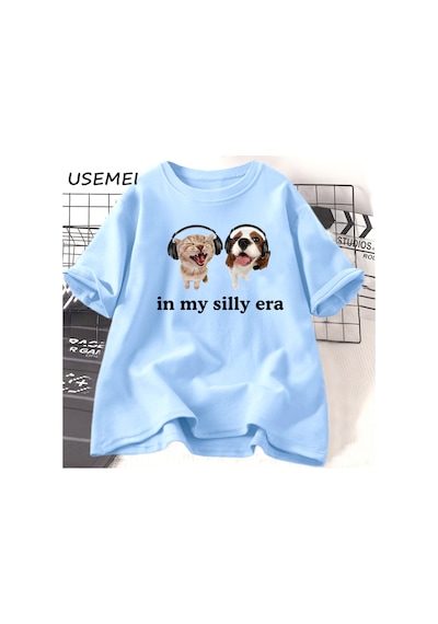 Flood Of Style Tshirt Rahat Pamuk Kısa Kollu Tişört Mavi