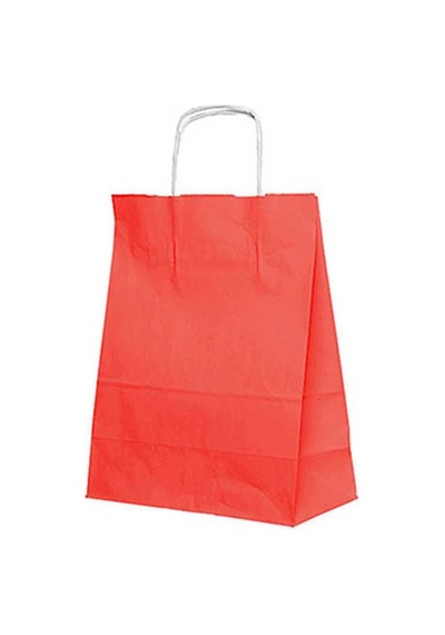 Burgu Saplı Kırmızı Kağıt Çanta 32X12X41 Cm - 25 Adet