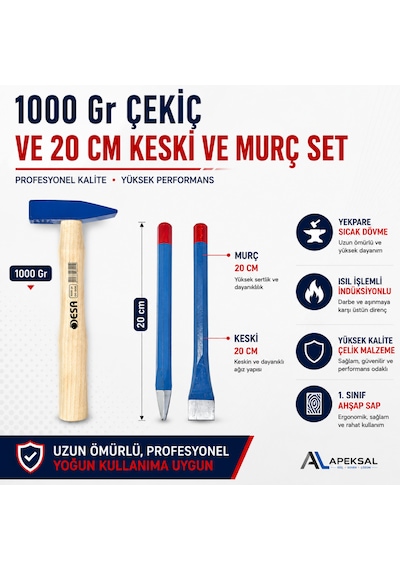 Desa 1000 Gr Çekiç 20 Cm Keski Ve Murç Seti
