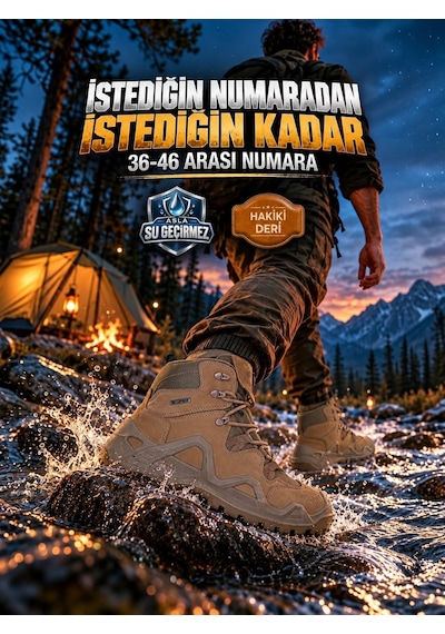 Nstil Günlük Erkek Bej Hakiki Deri Bot Bağcıklı Tırtık Kaymaz Taban Outdoor Ayakkabı X03