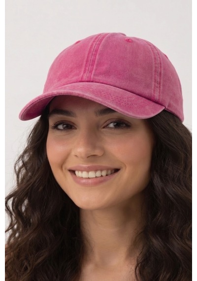Mollycrush Unisex Koyu Pembe Yıkamalı Kot Outdoor Beyzbol Şapkası Ayarlanabilir Spor Kep Koyu Pembe