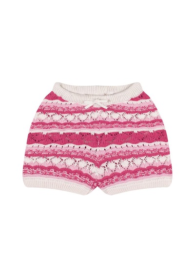 Antebies Pembe Jakarlı Triko Şortlu Set