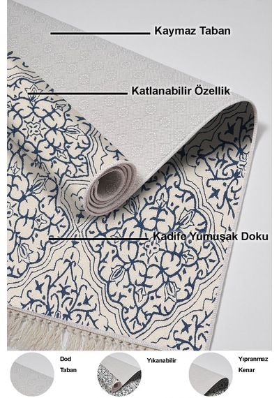 Dekoreko Kaymaz Taban Djt 3 Lü Banyo Paspas Takımı Trend Karışık Modern 1906m krem