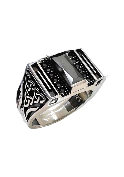 Onyx Ve Zirkon Taşlı Gümüş Yüzük 250057494g12y Gümüş