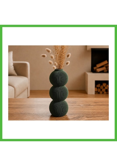 Vaveni 3d Baskı Modern 3 Küre Dekoratif Vazo - Minimal Çiçek Vazosu, Masaüstü Ev Ve Ofis Dekoru-yeşil Arz