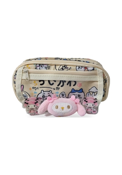 Chiikawa Ve Sanrio Temalı Çok Bölmeli Kalemlik - Çok Fonksiyonlu Fermuarlı Kalemlik Sarı
