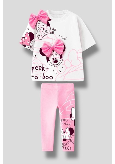 Lolliboomkids Kız Çocuk Sevimli Fare 3d Kurdela Fiyonk Detaylı T-shirt Tayt Alt Üst Takım - 2 Parça Pamuklu Pembe Beyaz Pembe - Beyaz Lolliboomkids Kız Çocuk Sevimli Fare 3d Kurdela Fiyonk Detaylı T-shirt Tayt Alt Üst Takım - 2 Parça Pamuklu Pembe Beyaz Pembe - Beyaz