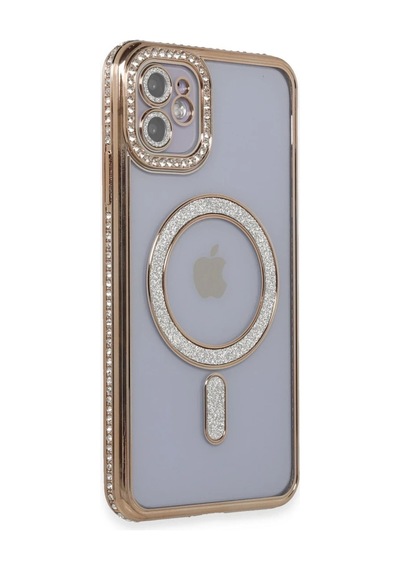 Apple İphone 11 Kılıf Joke Simli Magneticsafe Kılıf - Gold Altın