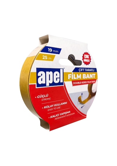 Çift Taraflı Film Bant Askılı Karton 19 Mm X 25 M Şeffaf