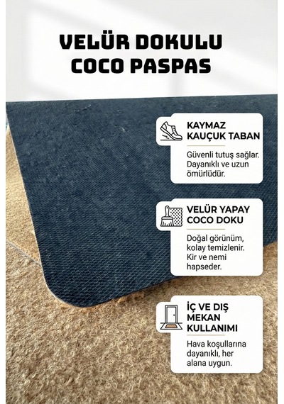Valerine Life Eczane Logolu Coco Görünüm Kaymaz Hoş Geldiniz İşyeri Koko Kapı Önü Paspası 50x90cm Kahverengi