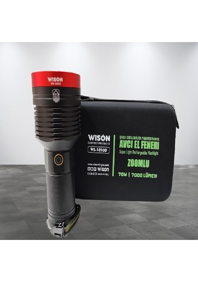 Wıson Ws-10500 70w 7000 Lümen Zoomlu Profesyonel El Feneri Siyah