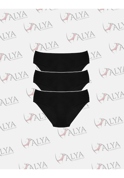 Alya Underwear  Kadın Pamuklu Bato Kesim Külot - 3 Adet Beyaz - 3'lü Paket Siyah