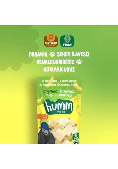 Mey İthalat Humm Organik Muzlu Glutensiz Vegan Mini Küpler 30 Gr