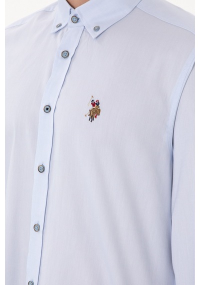 U.S. Polo Assn. U.s. Polo Assn. Dokuma Uzun Kol Regular Gömlek 2083079 Açık Mavi