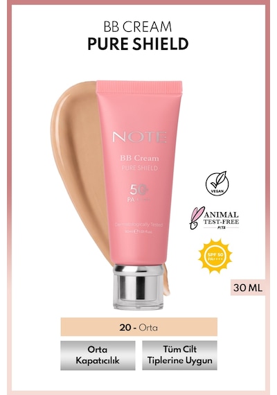 BB Cream Pure Shield SPF 50+ PA++++ Hyalüronik Asit ve Seramid İçerikli BB Krem - 20 Orta
