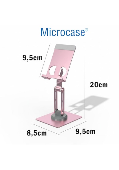 Microcase 360 Döner Başlıklı Alüminyum Katlanabilir Masaüstü Telefon Standı Al5414 Pembe