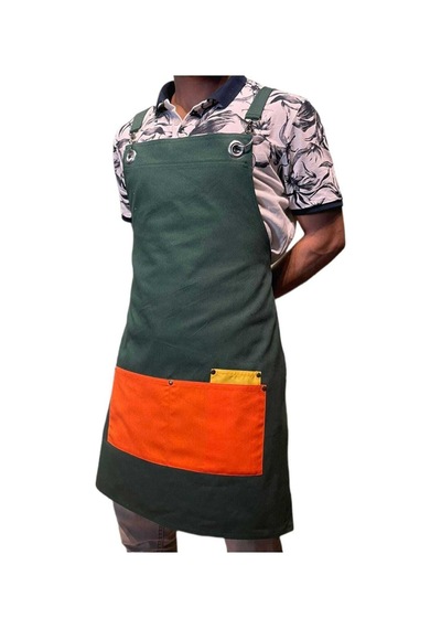 Koyu Yeşil Yeni Sezon Trend Çapraz Askılı Önlük Barista Garson Koyu Yeşil