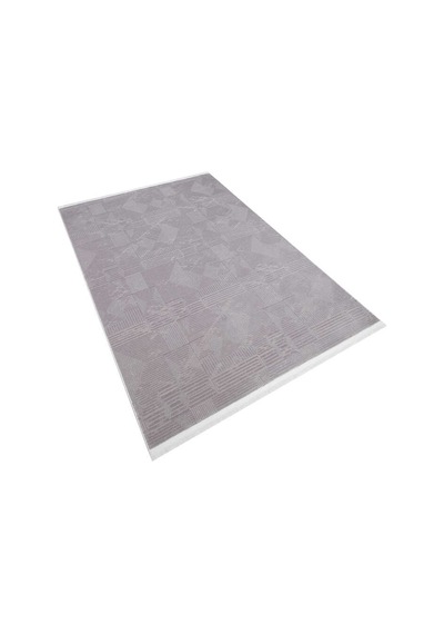 Geometrik Soyut Desenli Oskar Akrilik Makine Halısı Os06 Gri
