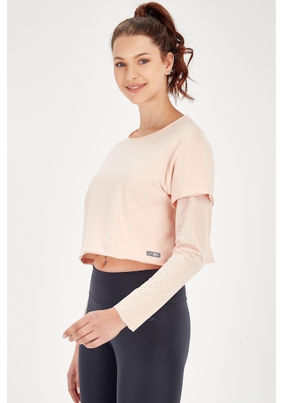 Maraton Active Regular Kadın Bisiklet Yaka Uzun Kol Fitness Mercan Sweatshirt 18557-mercan