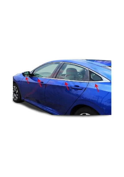Honda Civic Fc5 Krom Cam Çıtası 8 Parça Pas.Çelik 2016-2021