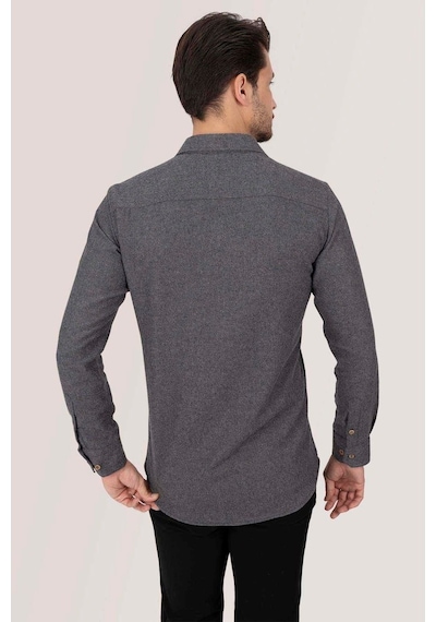 Füme Düz Oduncu Slimfit Erkek Gömlek Yeşil