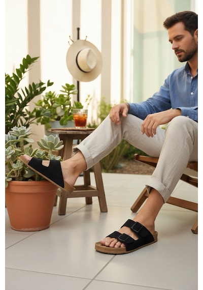 2236-look Life Unisex Çift Tokalı Ultra Hafif Havuz,plaj Ve Günlük Kullanıma Uygun Terlik Siyah
