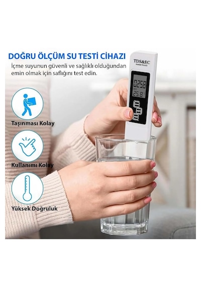 Yenilzd Sıcaklık Ölçüm Cihazı 3in1 Dijital Tds Su Kalitesi Değeri