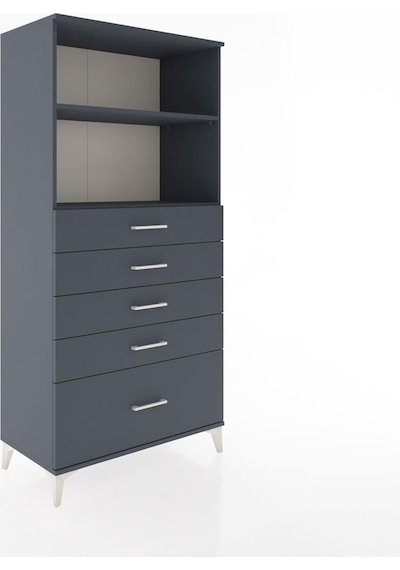 Hyperion Dolap 2 Raflı 5 Çekmeceli 88x44x182 Antrasit-antrasit Antrasit