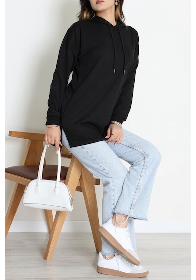 Modi 2 İplik Kapşonlu Tunik Sweat Siyah - 42766.1878. 1siyah