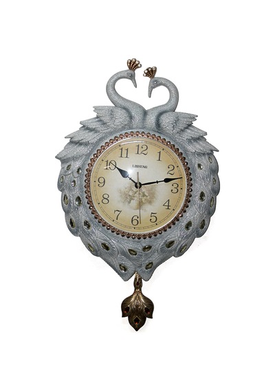 1 Adet Duvara Asmalı Tavuskuşu Saat Dekoratif Polyester Duvar Saati, Asılabilir Ev Ve Ofis Dekoru, Peacock Wall Clock Diğer