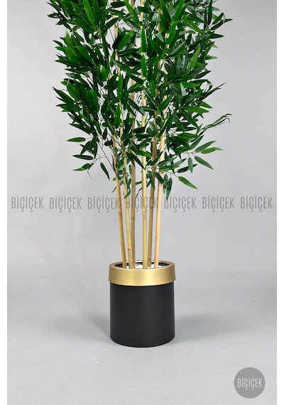 Yapay Bambu Ağacı 170cm Siyah Gold Metal Saksıda Siyah-gold