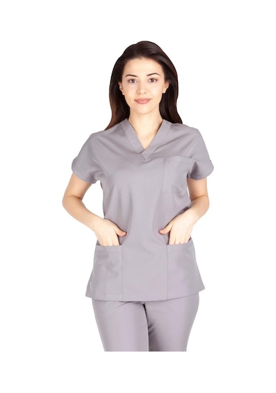 Kadın Doktor Hemşire Forması Scrubs Likralı Esnek Kumaş Hastane N (490701797)
