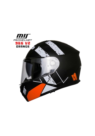 Mts M-966 Çene Açılır Motosiklet Kaskı Siyah - Turuncu