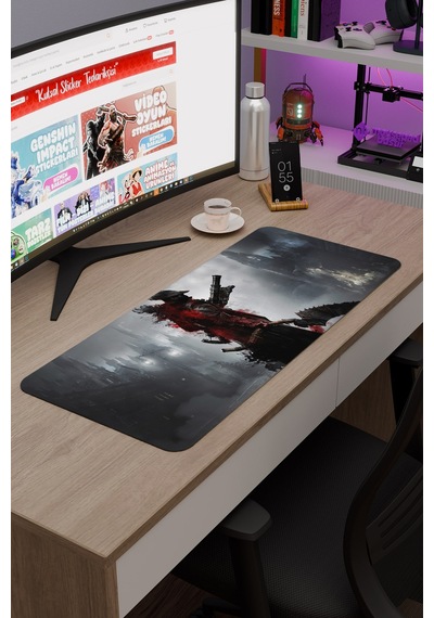 Bloodborne Kaymaz Dikişli Kauçuk Oyuncu Mousepad V5 - 70x30 Xl Gaming Mouse Pad Fare Altlığı