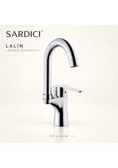 Sardıcı Lalin Lavabo Bataryası Krom Pirinç Gövde Çift Su Girişli Tam Takım