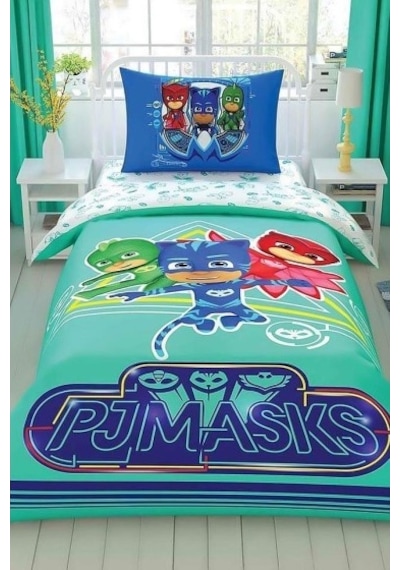 Taç Lisanslı Çek Canlandır Nevresim Takımı Pj Masks Move Tek Kişilik